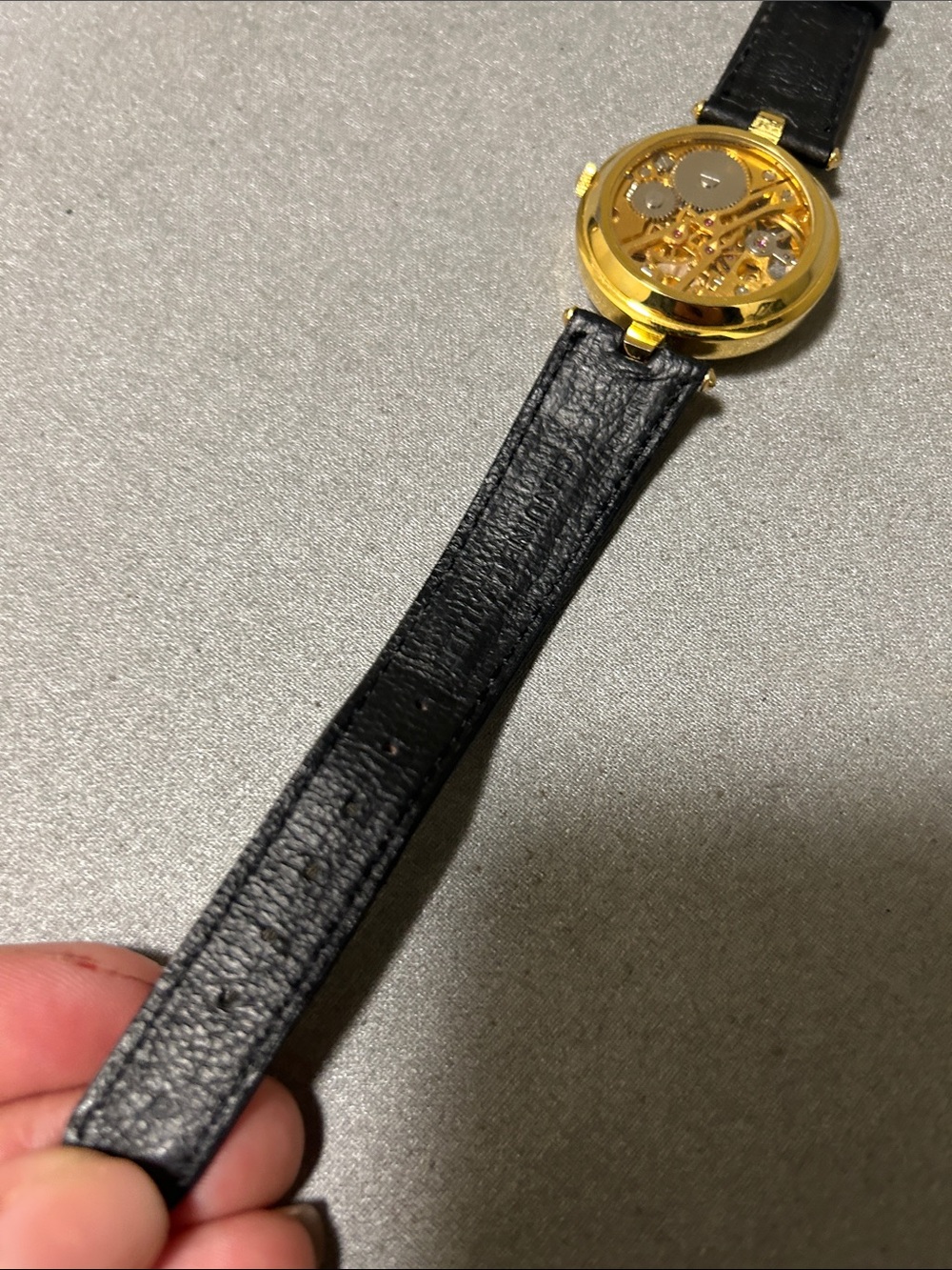 Unique dual face Women's Mechanical Watch with Black Leather Strap - Picture 7 of 8